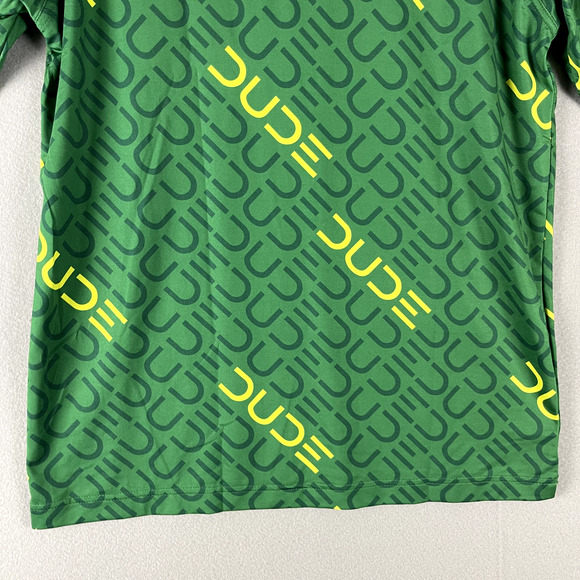 Waggle Dude Golf Polo Shirt Mens Medium Green Short Sleeve Allover Print - Picture 9 of 12